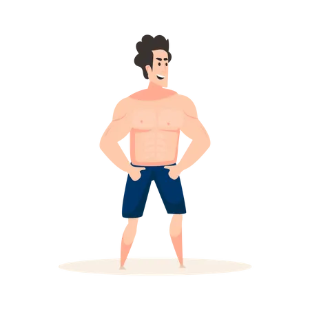 Man doing Beach Activity  Illustration