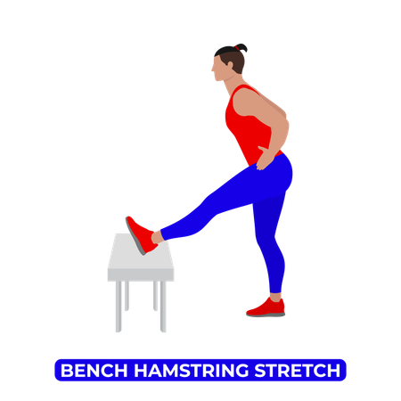 Man Doing Bench Hamstring Stretch  일러스트레이션