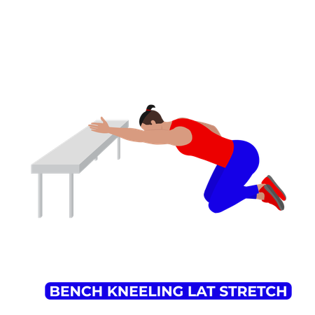Man Doing Bench Kneeling Lat Stretch  Illustration