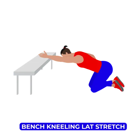 Man Doing Bench Kneeling Lat Stretch  일러스트레이션