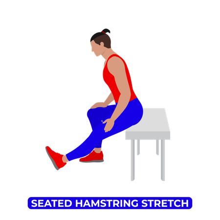 Man Doing Bench Seated Hamstring Stretch  일러스트레이션