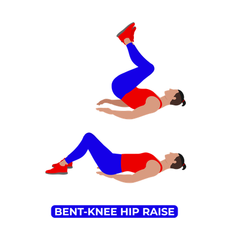 Man Doing Bent-Knee Hip Raise Exercise  イラスト