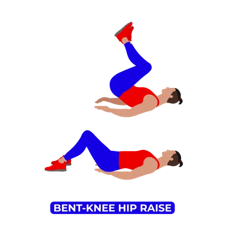 Man Doing Bent-Knee Hip Raise Exercise  イラスト