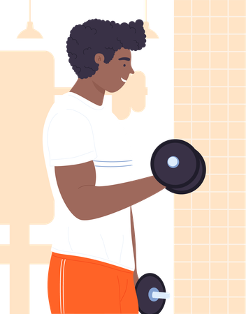 Man doing bicep workout  Illustration