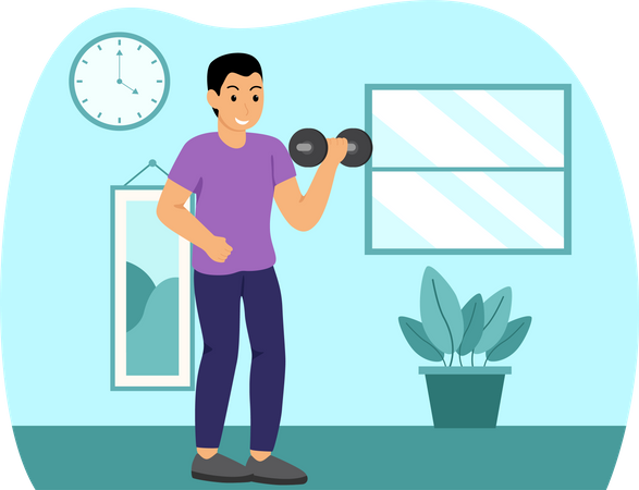 Man doing bicep workout  Illustration