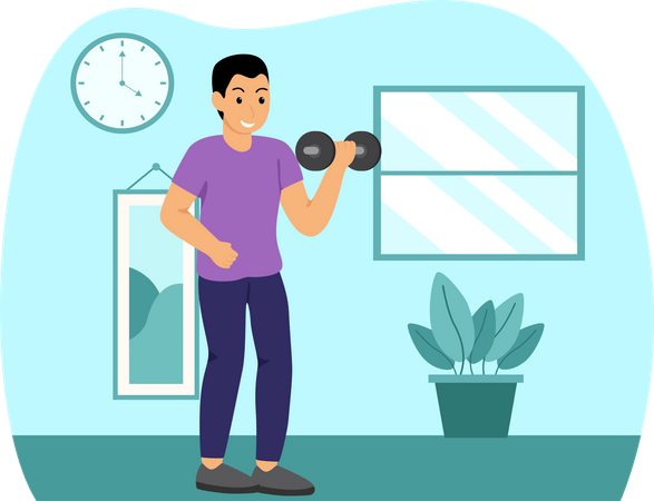 Man doing bicep workout  Illustration