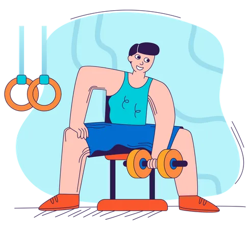 Man doing biceps exercise  Illustration