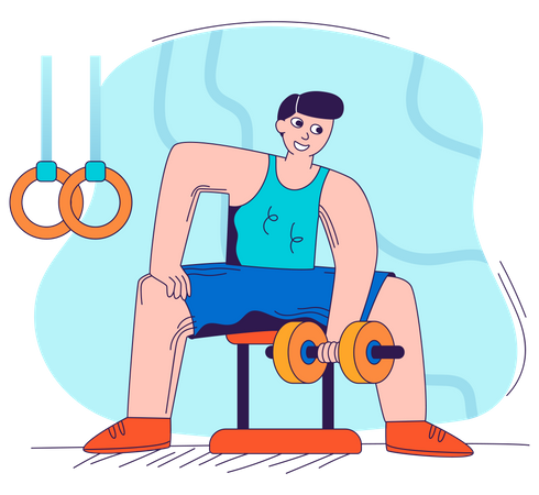 Man doing biceps exercise  Illustration