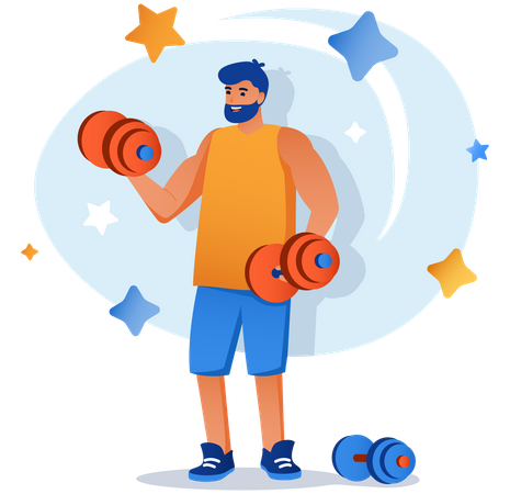 Man doing biceps exercise  Illustration