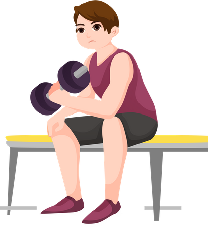 Man doing biceps with dumbbell  Illustration