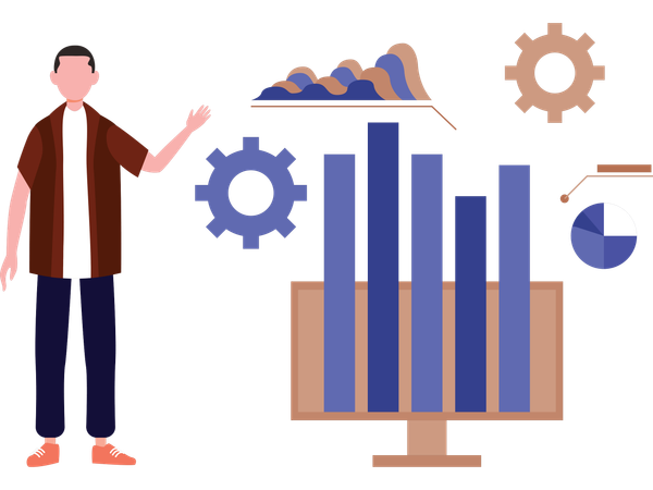 Man doing big data analysis  Illustration