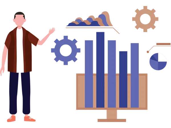 Man doing big data analysis  Illustration
