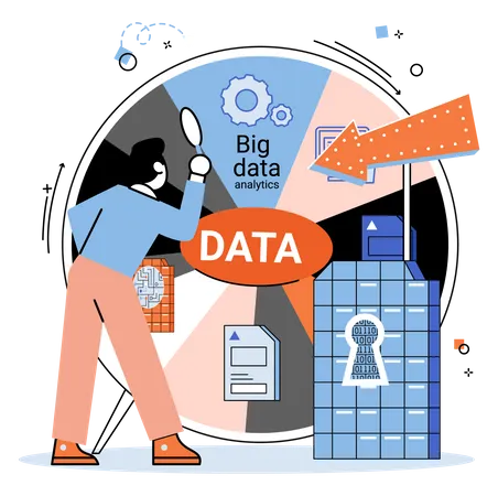Big Data Data Analytics Process Of Analyzing Large And Complex Data Sources To Identify Trends Customer Behavior Patterns And Market Preferences To Make More Effective Business Decisions Illustration