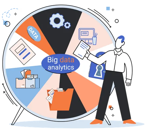Big Data Analytics Process Of Analyzing Large And Complex Data Sources To Identify Trends Customer Behavior Metaphor And Market Preferences To Make More Effective Business Decisions Data Exploration Illustration
