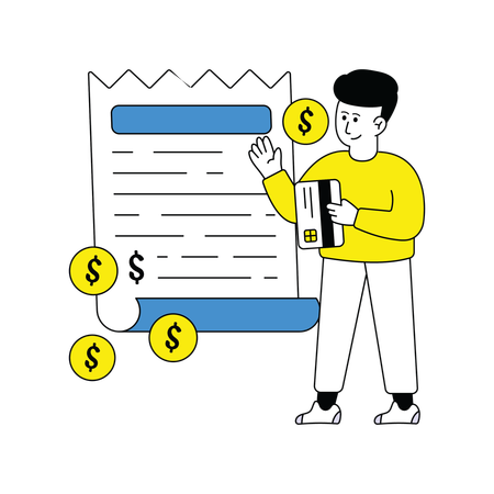 Man Doing Bill Payment via Card  Illustration