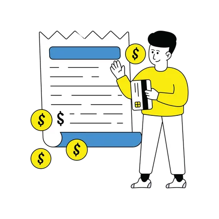 Man Doing Bill Payment via Card  Illustration