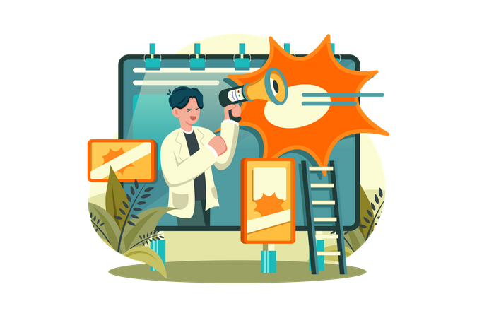 Man doing billboard advertisement  Illustration