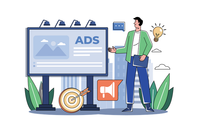 Man Doing Billboard Marketing  Illustration