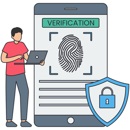 Man doing biometric verification  Illustration