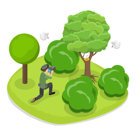 Man doing bird photography  Illustration