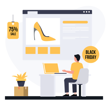 Man doing black Friday shopping  Illustration