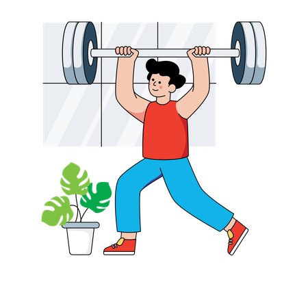 Man doing body building exercises  Illustration