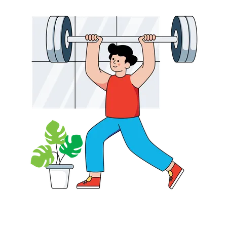 Man doing body building exercises  Illustration