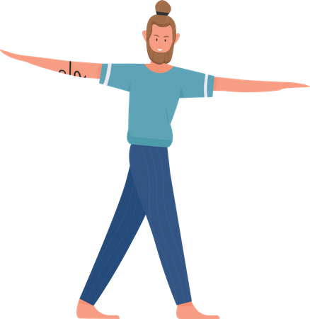 Man doing body stretching  Illustration