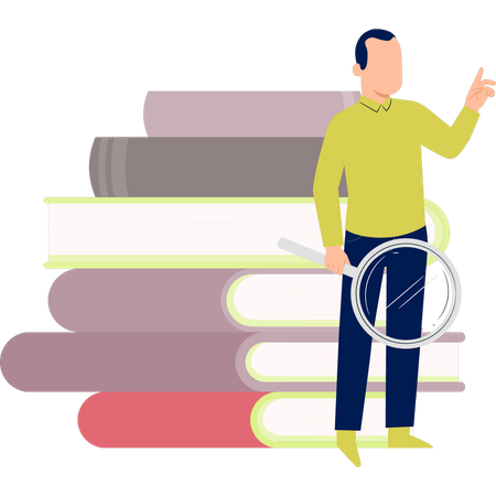 Man doing book research  Illustration