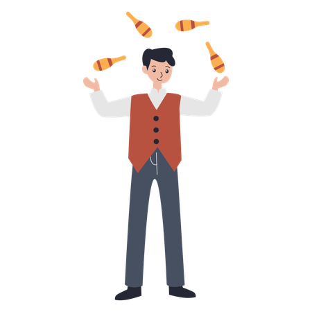 Man doing bottle juggling  Illustration