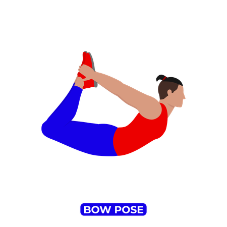Man Doing Bow Pose Stretch  イラスト