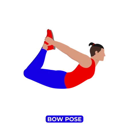 Man Doing Bow Pose Stretch  イラスト