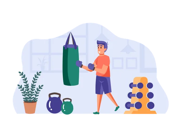 Man doing boxing practice  Illustration