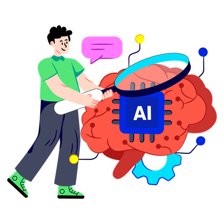 Man doing Brain Analysis  Illustration
