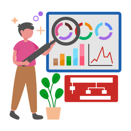 Man doing Brand Analyzing  Illustration