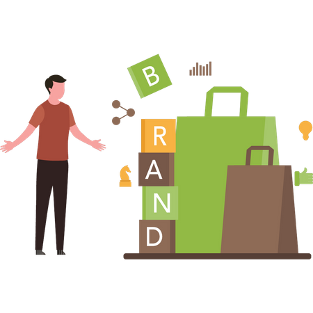 Man doing brand marketing  Illustration