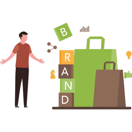 Man doing brand marketing  Illustration