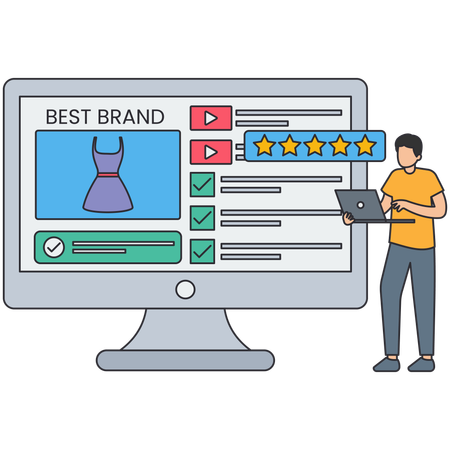 Man doing brand rating  Illustration