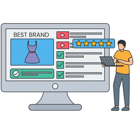 Man doing brand rating  Illustration