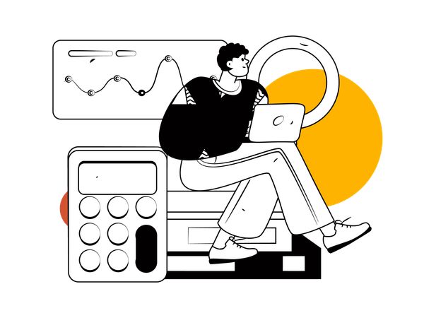 Man doing budget analysis  Illustration