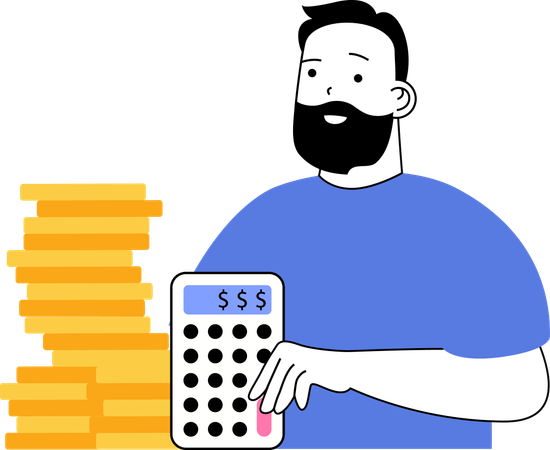 Man doing budget calculation  Illustration