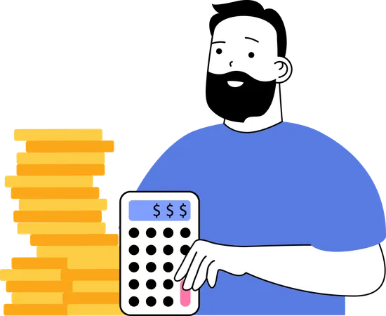 Man doing budget calculation  Illustration