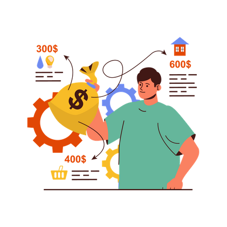 Man doing budget management  Illustration