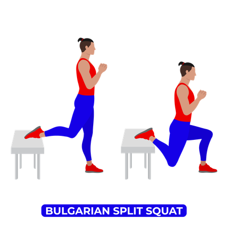 Man Doing Bulgarian Split Squat Exercise  일러스트레이션