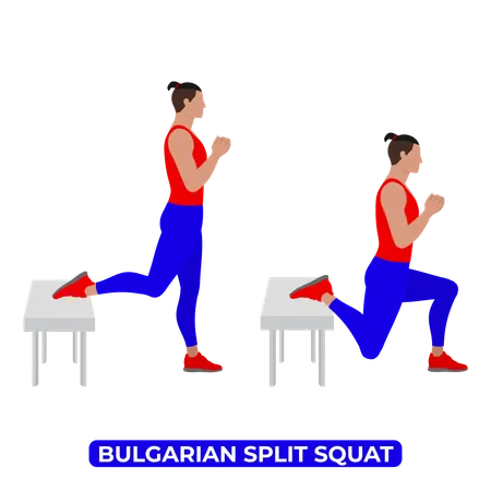 Man Doing Bulgarian Split Squat Exercise  일러스트레이션