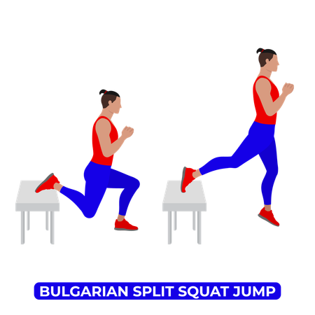 Man Doing Bulgarian Split Squat Jump Exercise  Illustration