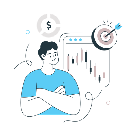 Man doing Business Analysis  Illustration