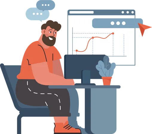 Man doing business analysis  Illustration