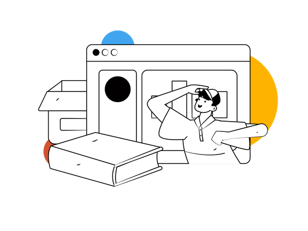 Man doing business analysis  Illustration