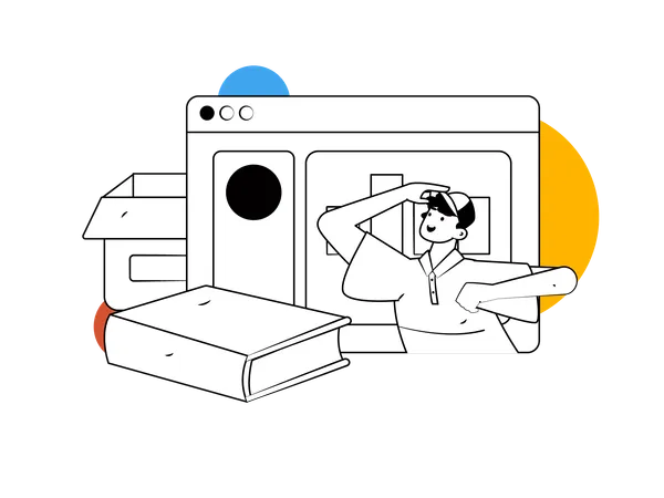 Man doing business analysis  Illustration